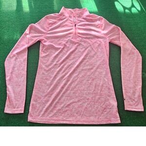 Ladies Quarter Zip Pullover Top, Pink Heather,‎ Athletic, Activewear